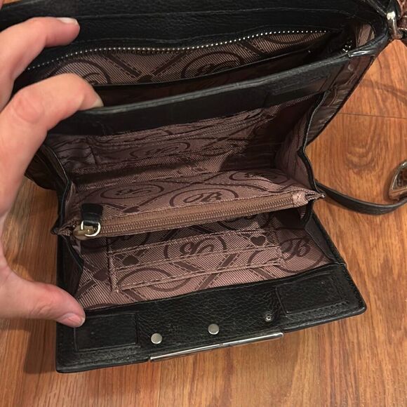 Brighton Croc brown black leather Crossbody wallet bag - Picture 2 of 11